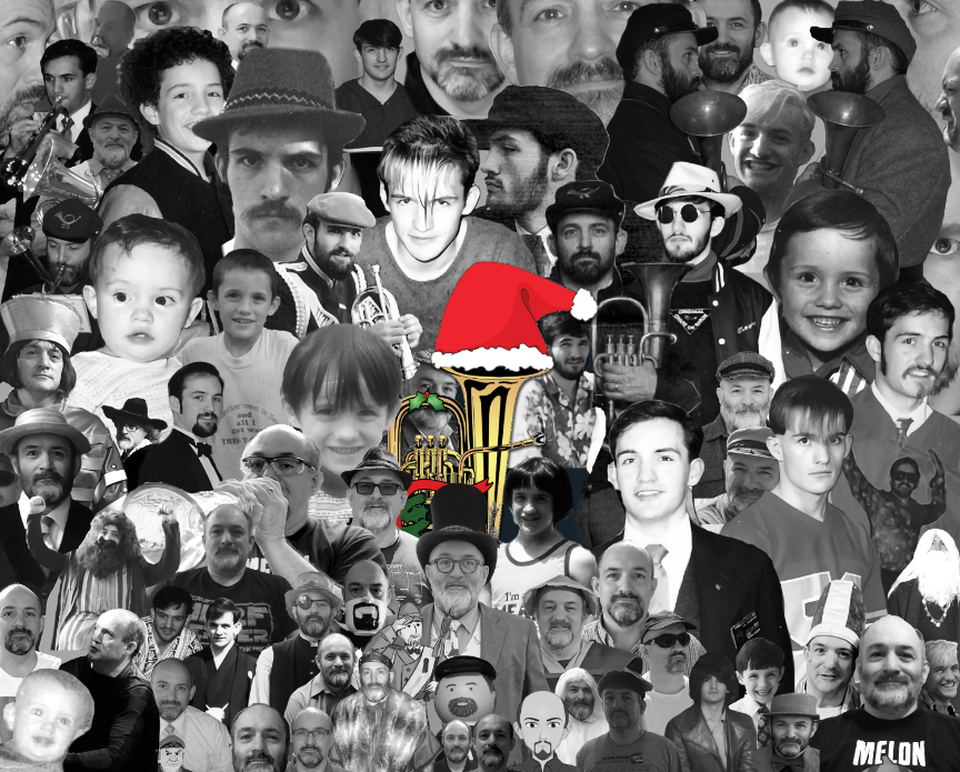 A photo collage of Trevor from throughout his life.